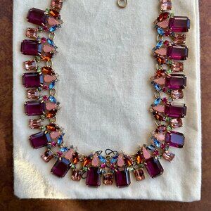 J. Crew Cluster Drop Stone Jeweled Statement Necklace